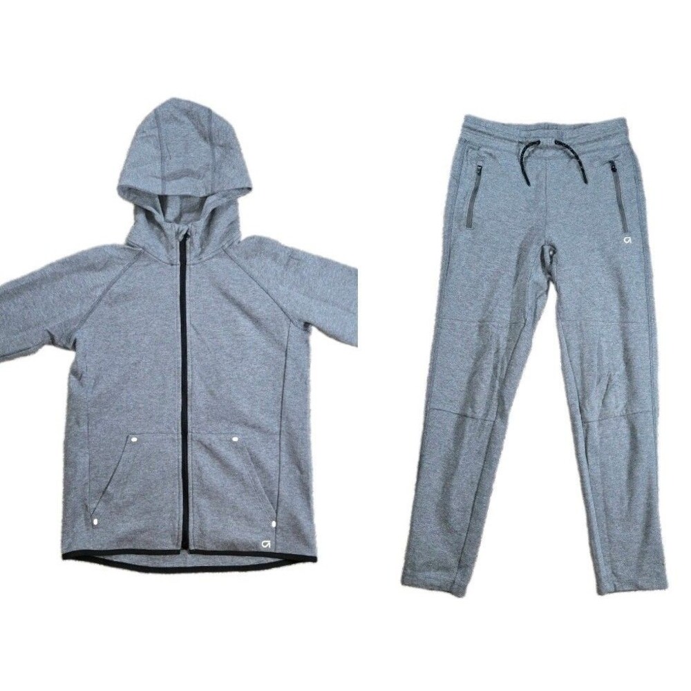 Boys GapFit Sweat Suit XL Gray Full Zip Hoodie Jogger Pants 2 Piece Set Gap Fit